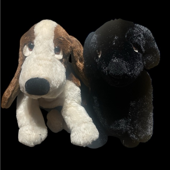 Golden Bear Co 9” Plush Sad Puppy Dogs Set Basset Hound Black Lab Stuffed Toy - Picture 2 of 13